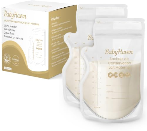 Sacs de Conservation du Lait Maternel de 120 PCS, Sac de Stockage de Lait Maternel de 250ml avec Bec Verseur