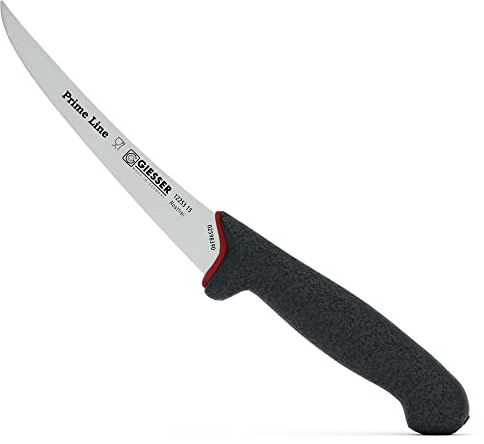 Giesser seit 1776 - Made in Germany - Ausbeinmesser rutschfest PrimeLine, 15 cm Klinge sehr flexibel, gebogen, schwarz, scharfes Metzgermesser spülmaschinenfest, rostfrei