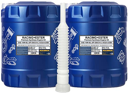 2 x 10L MANNOL Racing+Ester 10W-60 CF/Vollsynthetisches PKW Motorrad Motoroel
