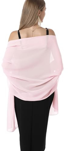 Chiffon Shawls and Wraps for Evening Dresses Women Elegant Soft Scarf Bridal Scarve Wedding Stole (Pink, One Size)