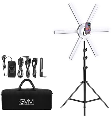 GVM Great Video Maker 600S LED Ring Light, 90W Dimmable Led Video Light Kit with Detachable Light Bars, Photography Lighting Led Video Lighting Kit for Live Broadcast, YouTube, CRI 97+ 3200K-5600K