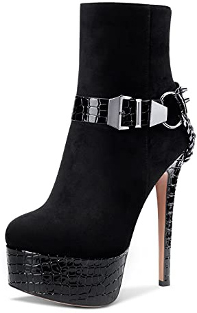 Castamere Femme Bottines Fermeture Eclair Plateforme Bottes 15CM Aiguille Talon