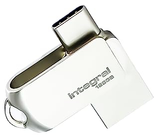 Integral 128GB 360-Dual USB 3.2 Gen 1 Typ A & USB-C Flash-Laufwerk - 5Gbps Übertragungen - Plug & Play - Kompatibel mit PC, Laptop, Smartphones, iPhone 15/16, MacBook Pro/Air und iPad Pro