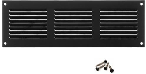300x100mm Ventilationsgaller i Antracit Stål med Myggskydd - Metallgaller för Ventilation