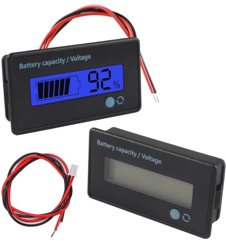 GTIWUNG 2 Pezzi Misuratore di Batteria DC 12V 24V 36V 48V 60V 72V 84V, Indicatore di Tensione di Capacità di Batteria Monitor Indicatore, Tester di Capacità LCD Digitale,Blu