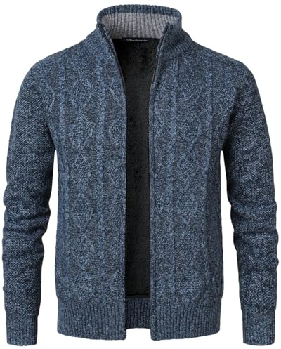 Harbrosrce Cardigan Maglione Maglia con Cerniera Lavorato Giacca in Maglia Foderato in Pile Giubbotto Pullover con Collo Alto per l'autunno Inverno