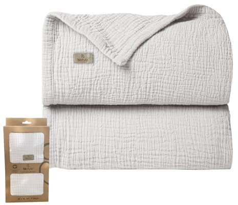 bistyle Musselin Babydecke Sommer für Babys Kinder dünne atmungsaktive Sommerdecke Puckdecke Baumwolle Mädchen Junge (Stein)