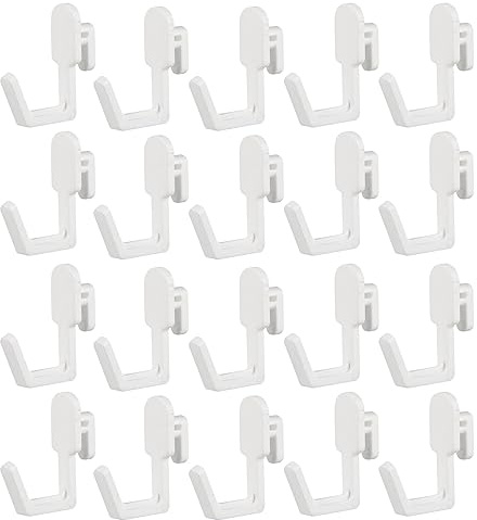 SOLUSTRE J Shape Pegboard Hooks White Plastic 20 Pack for Kitchen Garage Storage Organizer Tool Rack