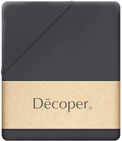 Decoper ® Mako-Feinjersey Spannbettlaken aus 100% Baumwolle | Atmungsaktiv & kuschelig weich | Oeko-Tex Zertifiziert | bis 25 cm Matratzenhöhe | 90-100 cm x 200 cm | Farbe Anthrazit