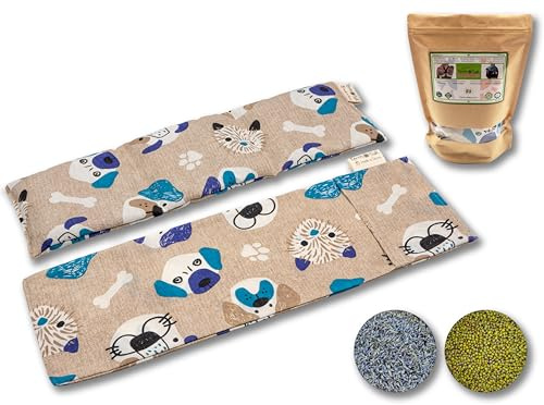 TERMOSAK Saco térmico de semillas de soja y lavanda, 45x14, cojín térmico microondas/congelador, compresa calor/frío, alta duración de producto. (010, 45x14+Funda)