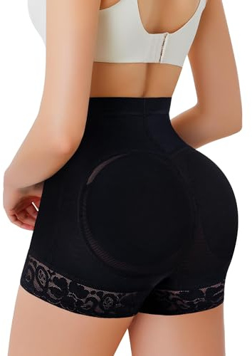 Gotoly Bragas moldeadoras acolchadas para mujer, con control de abdomen, realzadoras de cadera, moldeadoras de cuerpo, ropa interior moldeadora, Negro, S
