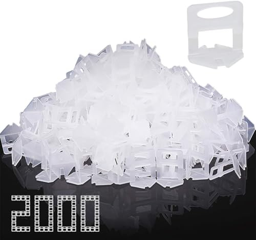 2 000 stycken standardflikar, fogbredd 1,5 mm, nivelleringssystem, klinkernivelleringshjälp, dragflikar, fogbredd läggningshjälp för kakel, höjd 3–12 mm (2 000 flikar, 1,5 mm)