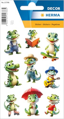 HERMA Krokodil Aufkleber, Tier Sticker für Kinder & Kleinkinder, Kinderaufkleber mit Krokodil Motiv für Stickeralbum Scrapbook Fotoalbum Geschenk Geburtstag Dekoration Briefe Basteln