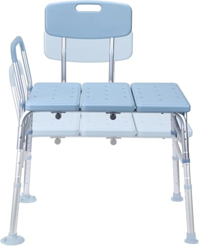 FIVMEN Asiento de ducha para personas mayores, silla de ducha, taburete de baño, ayuda de ducha, altura regulable, banco de transferencia de bañera con respaldo y reposabrazos, silla de bañera para