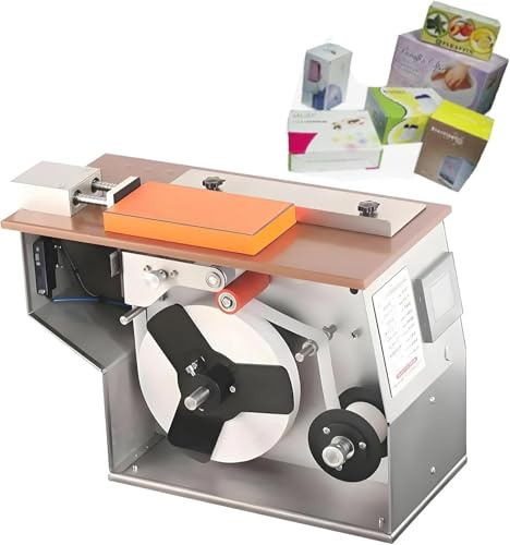 Automatisk rätvinklig etiketteringsmaskin, 30–60 ppm, 90° hörnetikettapplikator 200 W, passar etiketter med innerdiameter 35–75 mm/ytterdiameter 200 mm, 510 x 230 x 360 mm