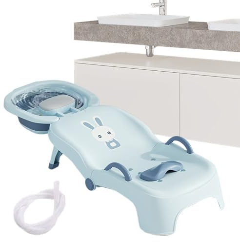 Silla plegable con champú para bebés - sillón reclinable ajustable para bebés de 0 a 10 años, muebles portátiles para lavar el cabello, reposacabezas de apoyo | Estación de baño segura y cómoda para