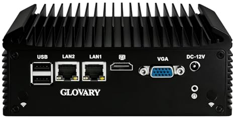 Glovary Fanless Mini PC i5 8250U, Barebone, 2 LAN 4 COM Industriale PC, HD VGA Micro Desktop Computer for Home Office, 10 Pin GPIO, 4USB3.0, 2USB2.0, Auto Power On