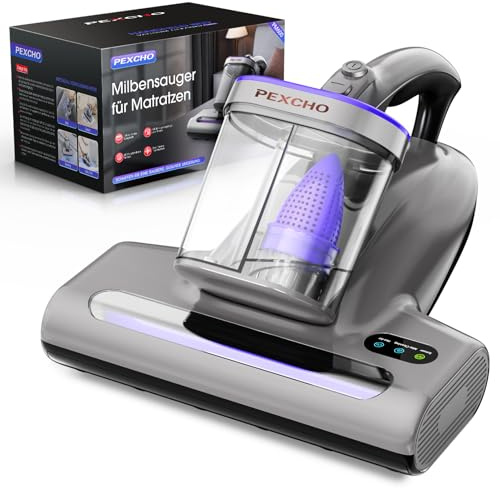 PEXCHO PM600 Aspiratore per acari con luce UV, 500 W, per persone allergiche, rimuove il 99,9% di acari della polvere, allergeni, peli di animali da materassi, tappeti e divani