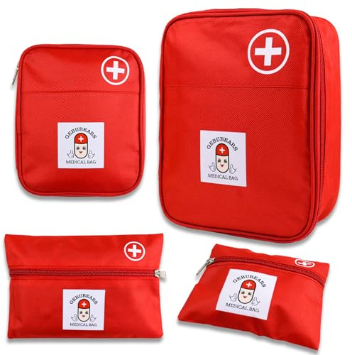 4 Piezas Botiquín de Primeros Auxilios,bolsa botiquin vacia,Kit Primeros Auxilios,Bolsa Médico de Emergencia Impermeable,Bolsa Médica Vacio para Viaje,Hogar,rojo,Camping,Casa,Senderismo
