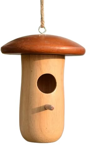 Cabaña rústica para anidar pájaros, cabaña portátil para colibríes, fácil de Colgar con Marco de Madera, Refugio para Animales al Aire Libre con Material ecológico, Estilo casa de pájaros en