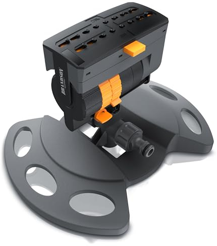 Brandson - Rasensprenger mit 16 Düsen für große Flächen – 3/4 Zoll Viereckregner - Sprühmuster einstellbar von parallel bis gefächert - Oszillation – Garten Rasensprinkler