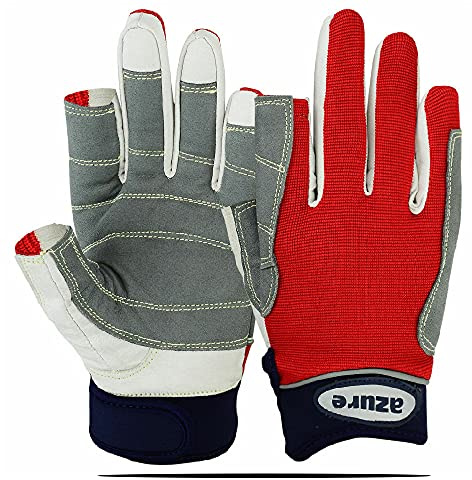Azure sailing Gloves STOPWATCH FRIENDLY KEVLAR STITCHING-X Small F/F-RED