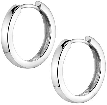 Materia Kleine Creolen Silber 925 - Klappcreolen Silber rhodiniert 17mm SO-358-Silber