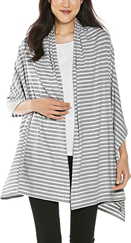 Beach Shawl - UPF 50+ Sun Protection - Sanibel in Grey/White Stripe