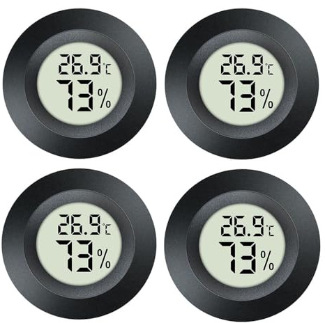 Digital mini Hygrometrar, mätare, inomhustermometer, mätare av temperatur och fuktighet för luftfuktare i växthus, burkar, hos reptiler och i gitarrfodral, Fahrenheit (℉) eller Celsius (℃) (4)