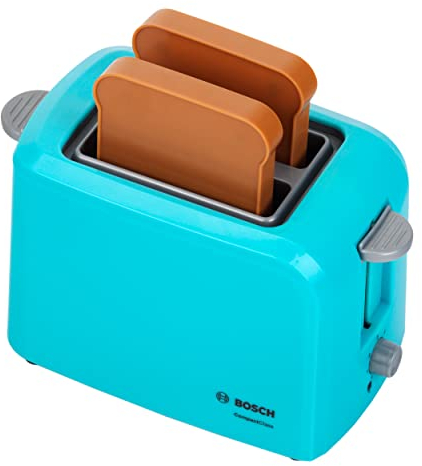 Theo Klein Bosch Toaster mit mechanischer Toastfunktion I Inklusive 2 Scheiben Spielzeugtoast I Maße: 15 cm x 12 cm x 10,5 cm I Spielzeug für Kinder ab 3 Jahren