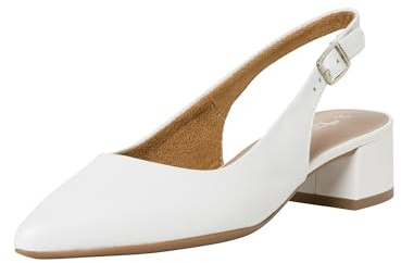 Tamaris Escarpin à bride arrière pour femme à talon bloc en cuir blanc 37 EU