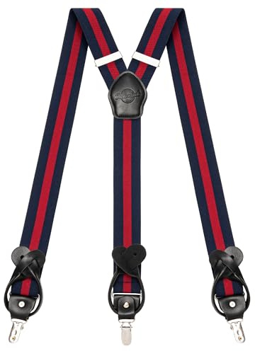 Kohentact Braces for Men Trousers with Clip and Button Attachment Options, Includes 6 Buttons, 1.4 Inch Width Y-Shape for Heights up to 6'7, Stainless Steel, XL Elasticity Adjustment Suspenders