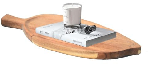 Tanant Wooden Tray Serving Leaf Shape Wooden Tray Wooden Plate for Food Wooden Charger Dinner Plates for Serving Food Party Decor, Charcuterie Board (40cm)