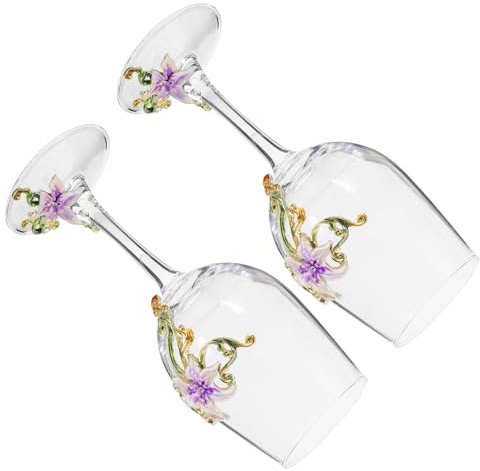 Mikinona Copa De Vino De Cristal Decorativa Copa De Vino Pintada a Mano Para Fiestas y Reuniones