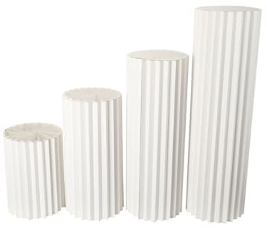 Cozyel 4PCS Cylindrical Support Columns Roman Column Flower Pot Cake Stand Floor Plant Tables Dessert Table Foldable Cardboard Columns for Wedding Parties Reception Decoration, Height 40/60/80/100cm