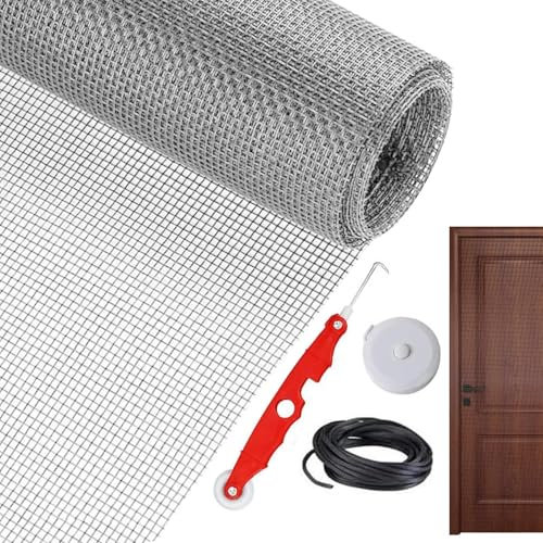 Pannello di rete, rullo per schermo in fibra di vetro, ricambio di rete – 157 x 47 pollici, rete a prova di animali domestici, strumento rotante, kit di riparazione per porte scorrevoli per interni ed