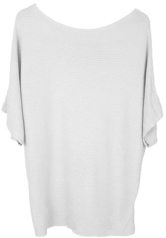 FULIER Båthals fladdermusärm Dolman lösa stickade tröjor och pullovers jumper toppar för kvinnor en storlek, Kortärmad vit, one size