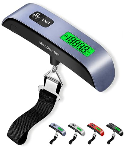 Luggage Scale, 110lbs Portable Digital Luggage Weight Scale, Rubber Pain Suitcase Scales with LCD Display & Temperature for Travel (Blue)