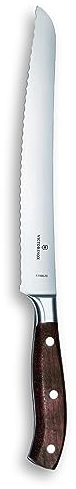 Victorinox Grand Maître, Profi Brot- und Konditormesser, Extra Scharfe Klinge, Wellenschliff, 23 cm, Edler Holzgriff, Rostfreier Stahl, braun