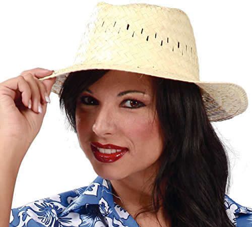 FIESTAS GUIRCA | Chapeau en Paille Naturelle (Taille Unique) - Accessoire d'Été pour Fêtes Hawaïennes et Remises de Diplômes - Idéal pour Adultes Unisexes lors de Célébrations sur la Plage et en Été