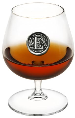 English Pewter Company, bicchiere per brandy e cognac, 0,4 l, con monogramma personalizzabile E Clear