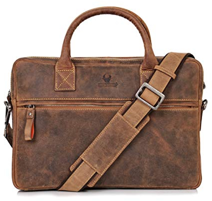 DONBOLSO Notebooktasche Marseille 13,3 Zoll Leder I Umhängetasche für Laptop I Aktentasche für Notebook I Tasche für Damen und Herren (Braun)