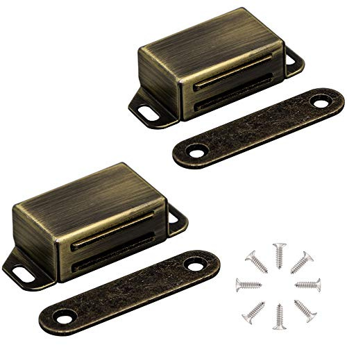 Magnetic Door Catch, Heavy Duty Magnet Latch Cabinet Catches for Cabinets Shutter Closet Furniture Door, Stainless Steel 20 lbs Bronze (2 Pack)