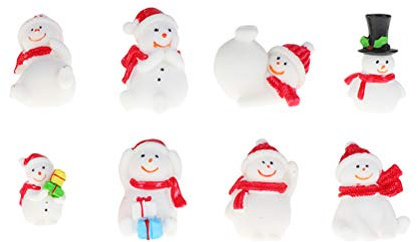 EXCEART 8pcs Christmas Resin Mini Snowman Xmas Desktop Miniature Landscape Ornament for Holiday Party Favor Cake Toppers DIY Dollhouse Decoration
