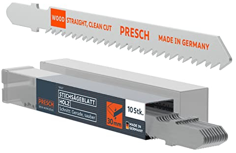 Presch Hojas sierra de calar Madera 10 ud. - Corte recto y muy limpio (3-30mm) - Hojas de sierra duraderas con vástago en T para todas las sierras de calar: hojas de sierra para madera