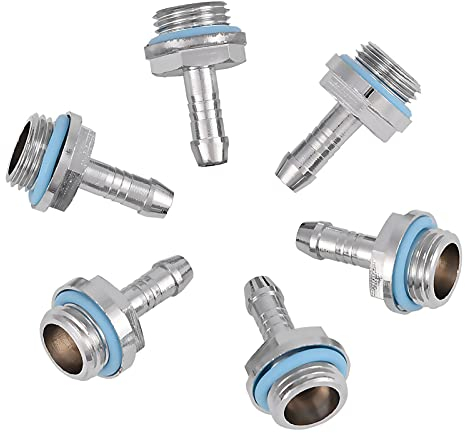Tiiyee Raccordo Filettato G1/4, Raffreddamento ad Acqua Adattatore da Portagomma Industriale a Raccordi per Tubi Collegare il Tubo Flessibile del Serbatoio Radiatore Collegamento 6 Pezzi (11 mm)