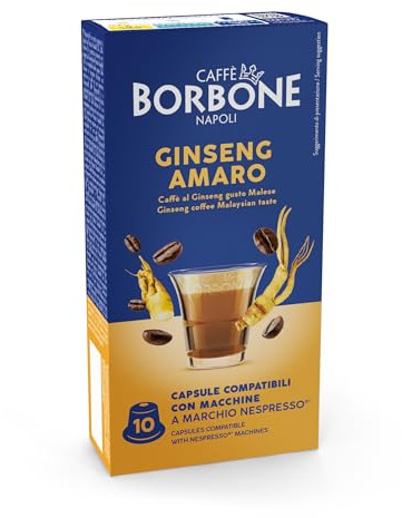 Borbone Ginseng Amaro Nespresso Kapseln, 5 g, 10 Stück x Box, 23 % Kaffee, 23 % Milch, Karamell, Kokosnuss