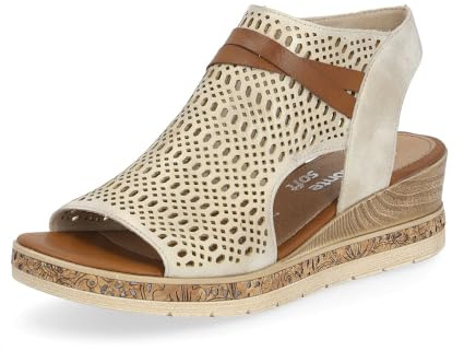 Remonte Damen Schaftsandalen D3075, Frauen Sandalen,Strandschuhe,Sandaletten,reißverschluss,Sommerschuhe,Freizeitschuhe,beige Kombi (60),37 EU