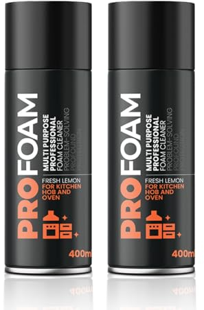 Profoam Oven, Grill & Barbecue Cleaner. Heavy Duty Oven Cleaner & Degreaser. Removes Baked On Food and Burnt In Grease Fast. (400ml) Foam Spray. Made In The UK. (PACK OF TWO)