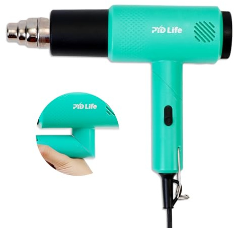 PYD Life Heat Blower Gun with Foldable Handle Mint Green for Sublimation Blanks Shrink Wrap Film 110 V 1300 W Hot Air Gun for Shrink Wrap Dual Gears Adjustable